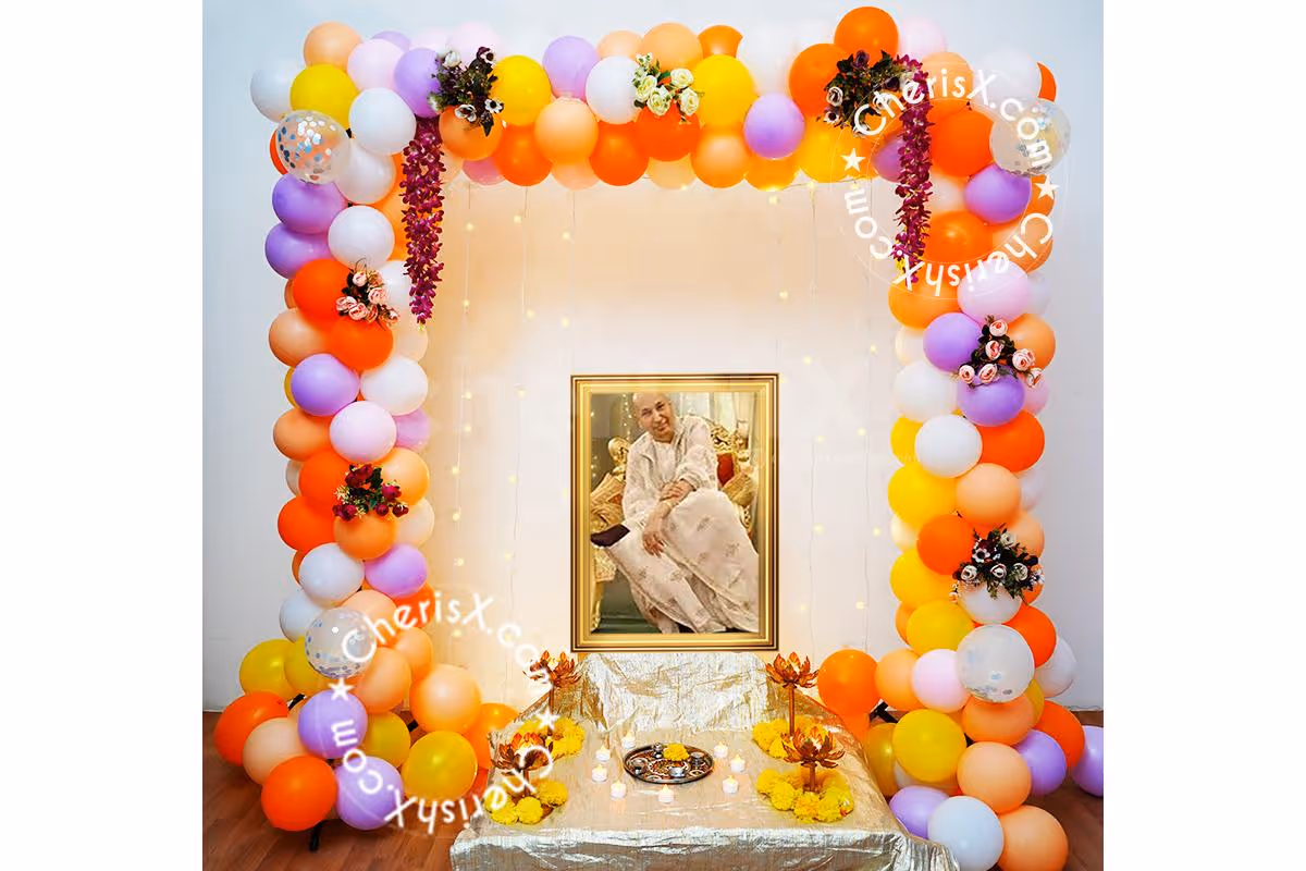 Guru Ji Birthday Flower and Balloon Decor