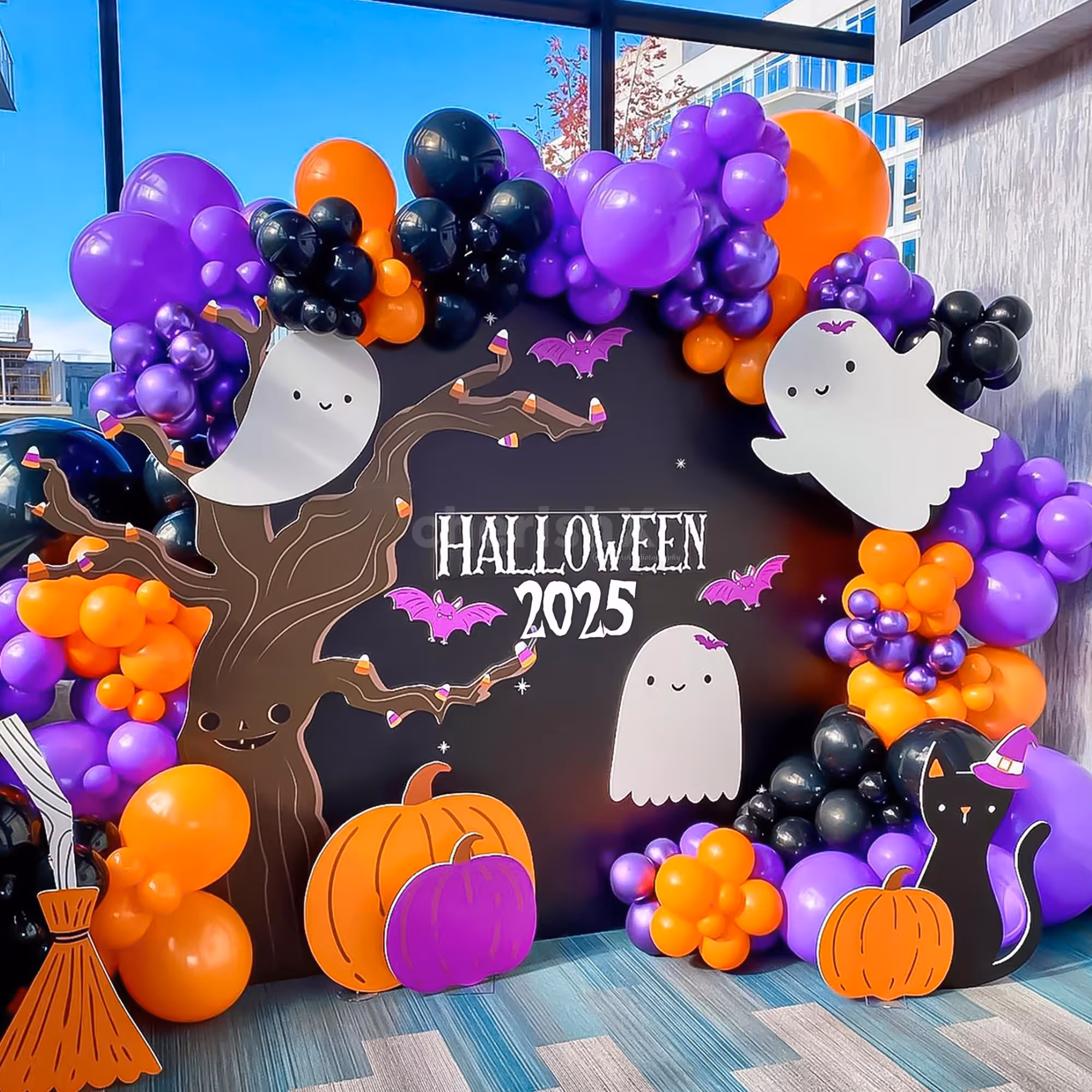 Transform your party space into a bright and spooky scene.