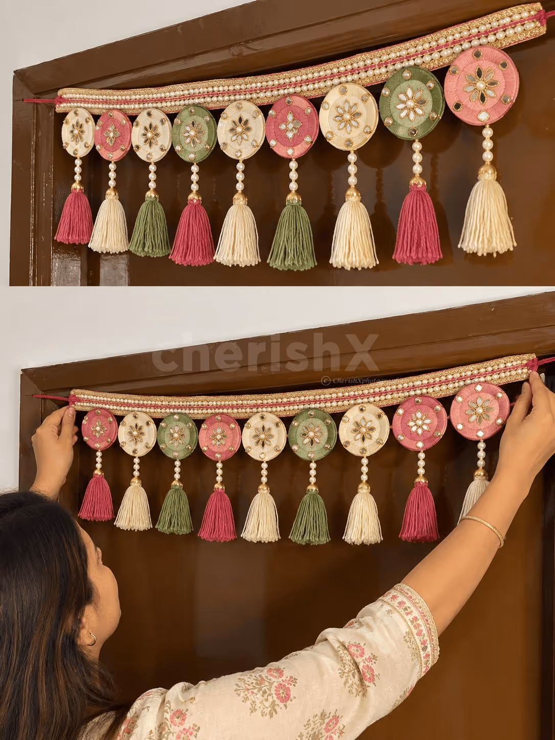 Handmade Toran Crafts with Decorative Tassels and Floral Designs for festive door decoration in colourful.