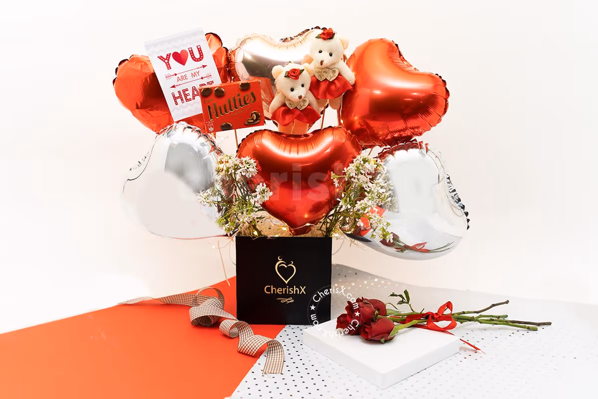Gift your boyfriend, girlfriend, husband or wife, a beautiful Valentine's Hearts of Love Balloon Bouquet!