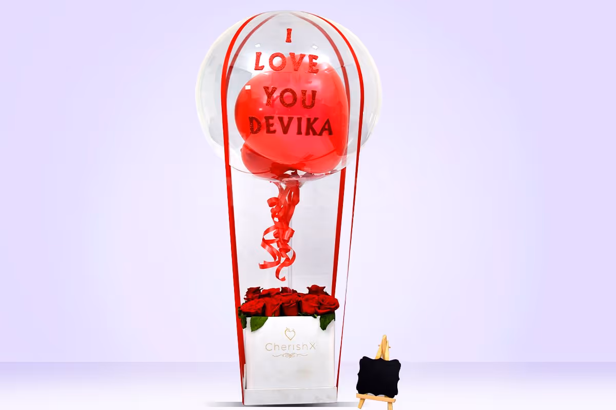 Gorgeous Hot Air Love Balloon with Roses delivered fresh to surprise your loved one.
