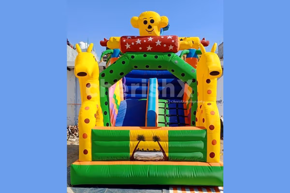A Jungle Giraffe Bouncy for your Kid's Birthday Party.
