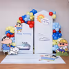 A colorful, charming Shinchan birthday backdrop.