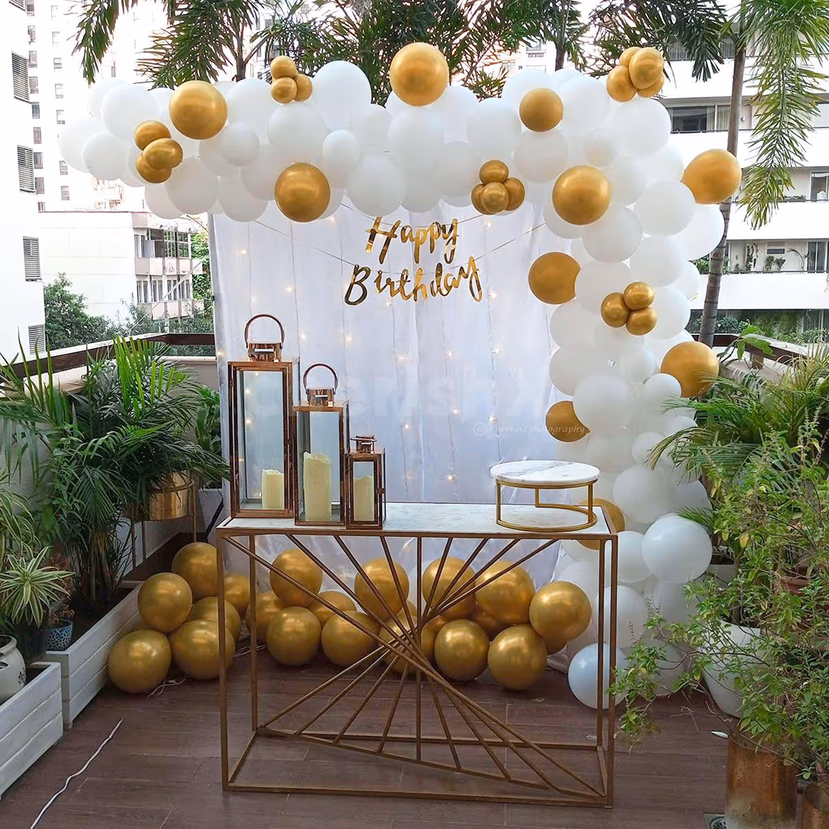 Golden And White Birthday Decor