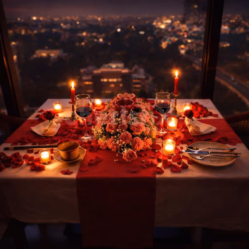 Luxurious candlelight dining at 26th floor by The Lalit