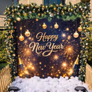 Golden and silver mixed ornaments dangle like stars, creating a cheerful ambience.