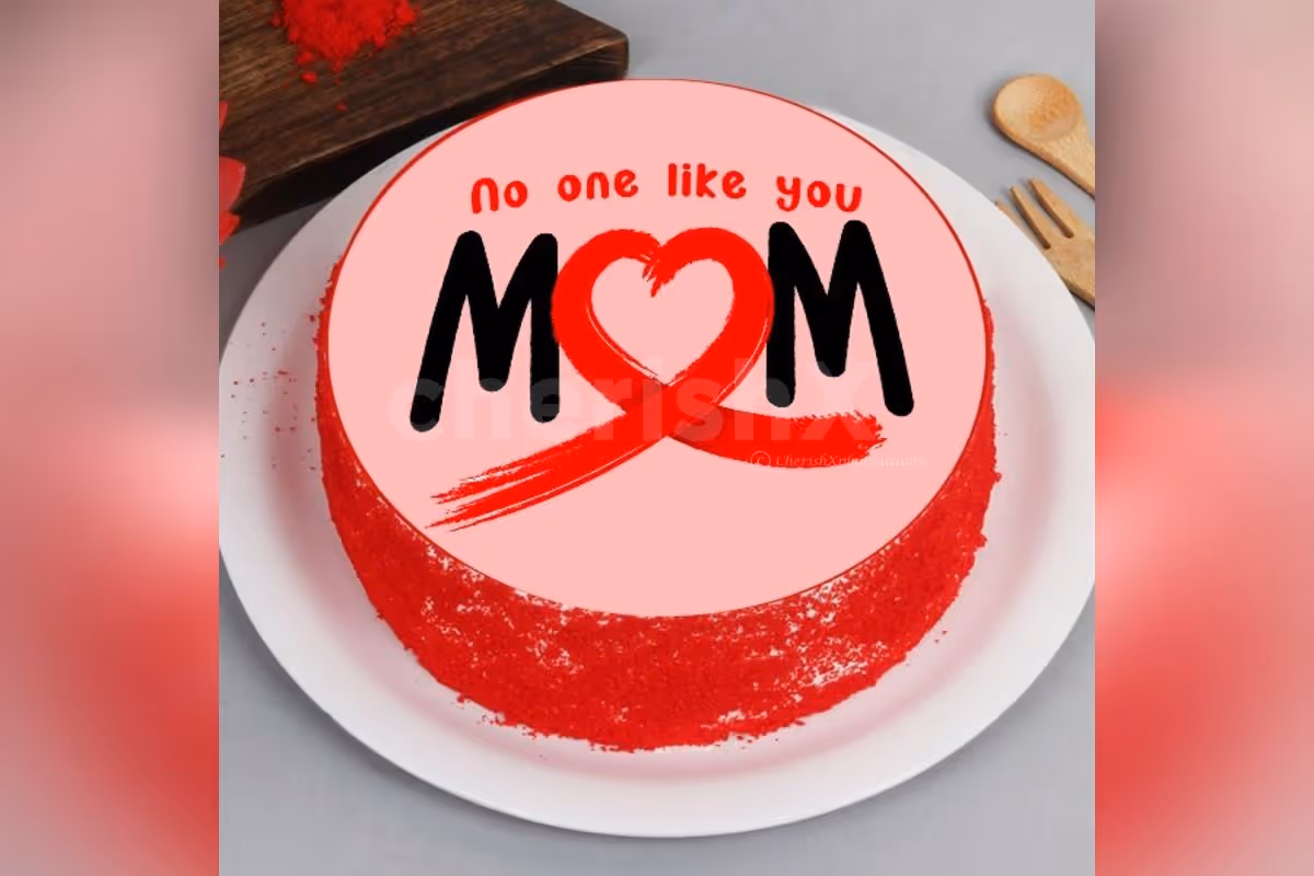 Send a delicious "No One Like You Mom" Red Velvet Photo Cake anywhere in Delhi, Gurgaon, Noida, NCR, Bangalore, Jaipur