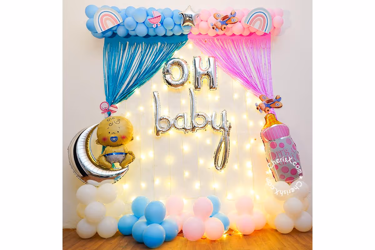 Book a Pastel Pink and Blue Theme Baby Shower Decor for your Close ones!
