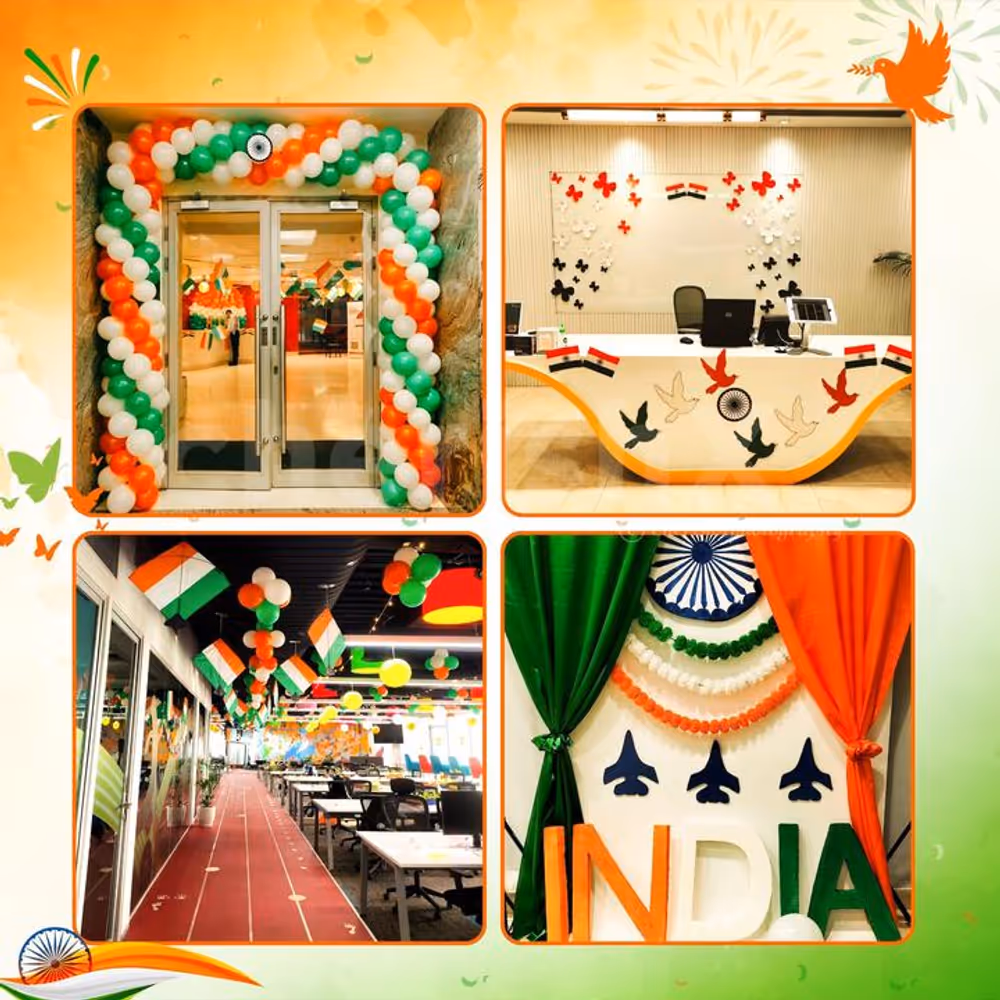 Immerse in the spirit of patriotism with tri-colour decor.