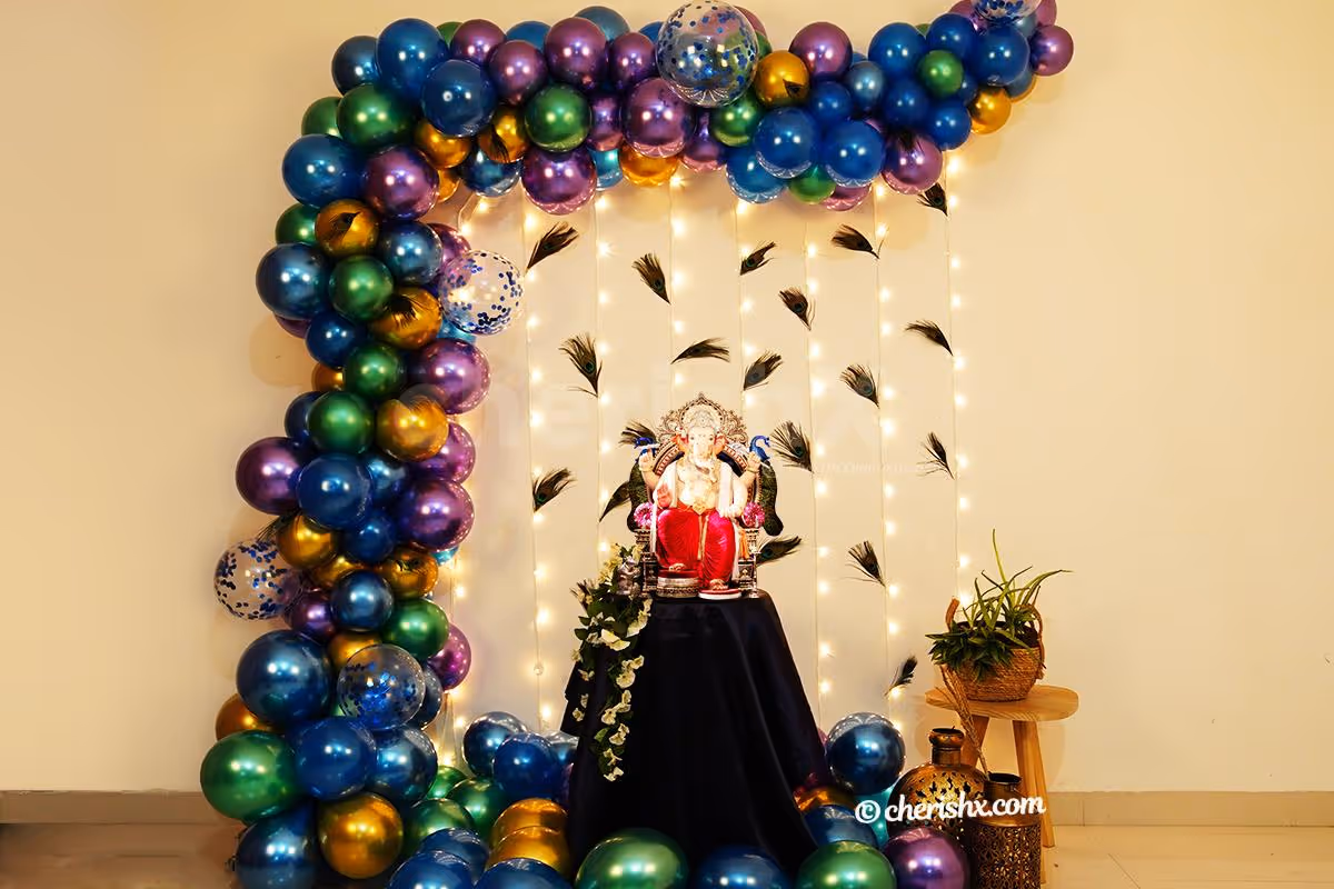 Ganesh Chaturthi Peacock Themed Decor