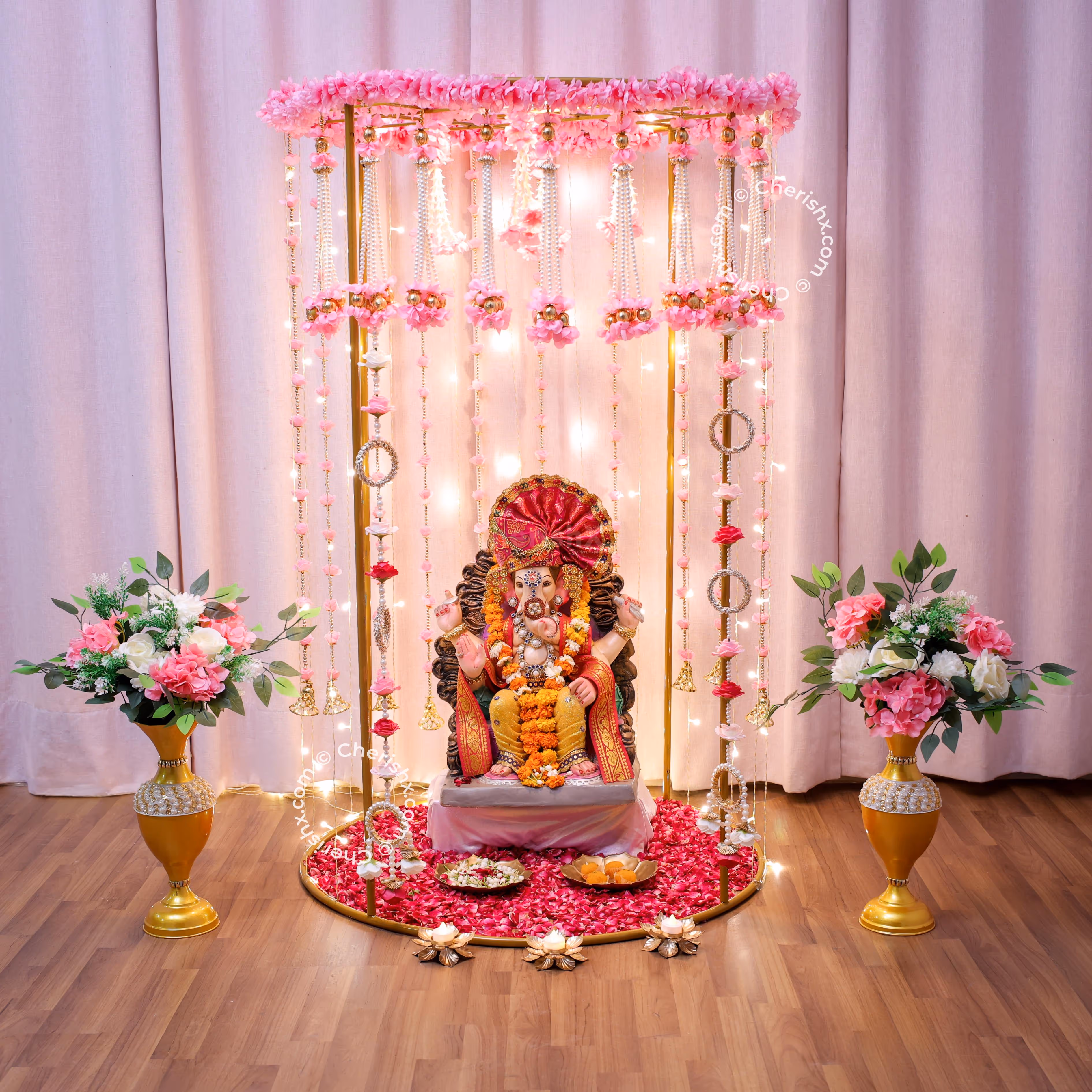 Pearl Pink Ganesh Chaturthi Decor