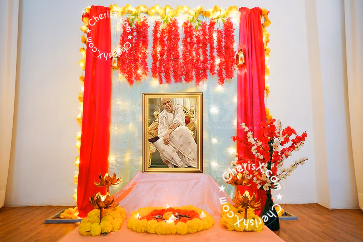 Pink Flowers Guru Ji Birthday Decor