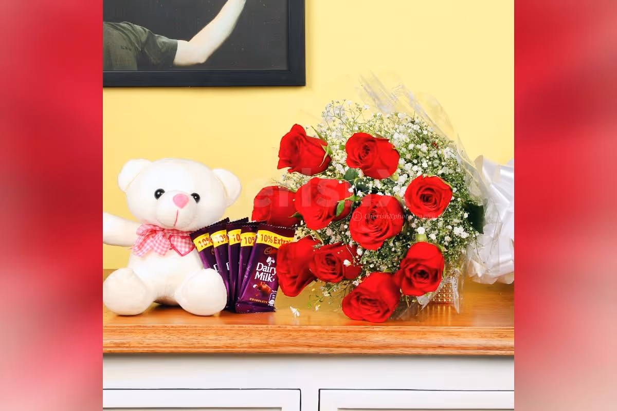 A Combo of Roses and Diary Milk Chocolates.