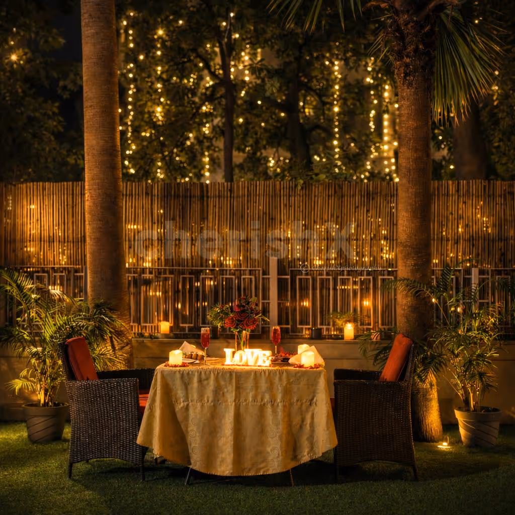 Romantic alfresco candlelight dining setup at Park Plaza Gurgaon