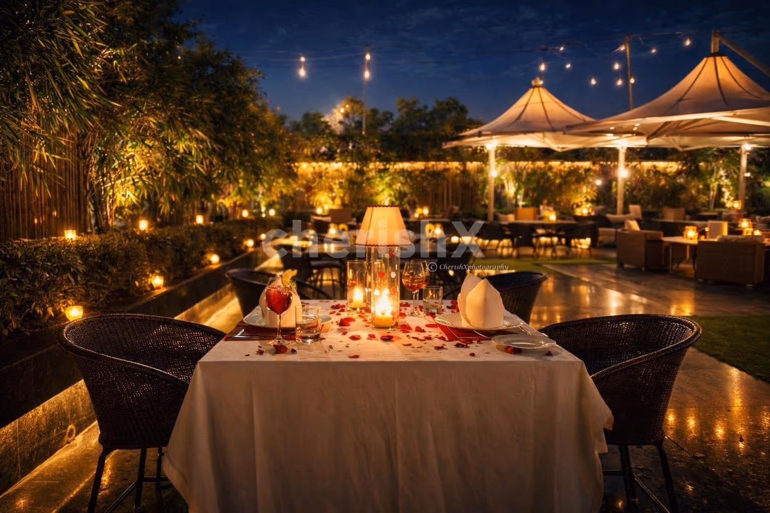 An intimate alfresco evening at The Lalit, CP — where candlelight meets city elegance
