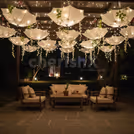 Night under the umbrella in outdoor setting