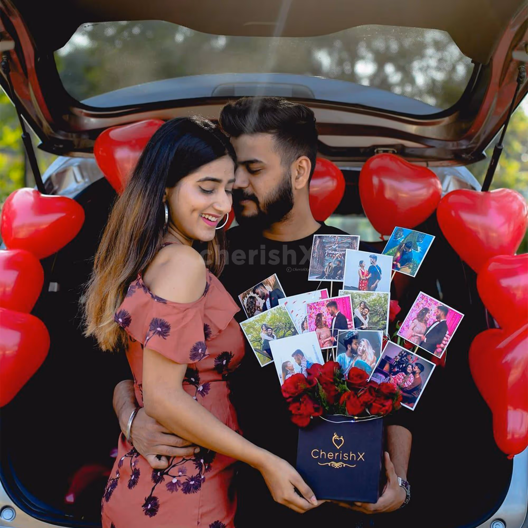 Amazing photo setup in the bucket with roses for your partner