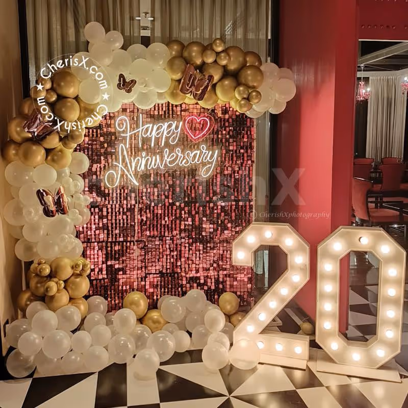 Surprise your close ones with CherishX's Glamorous Rose Gold Anniversary Decor!!
