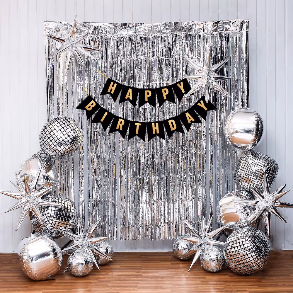 Monochramatic Silver Birthday Decoration