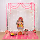 Soft pastel tone of artificial garlands on the glowing net creates great memories