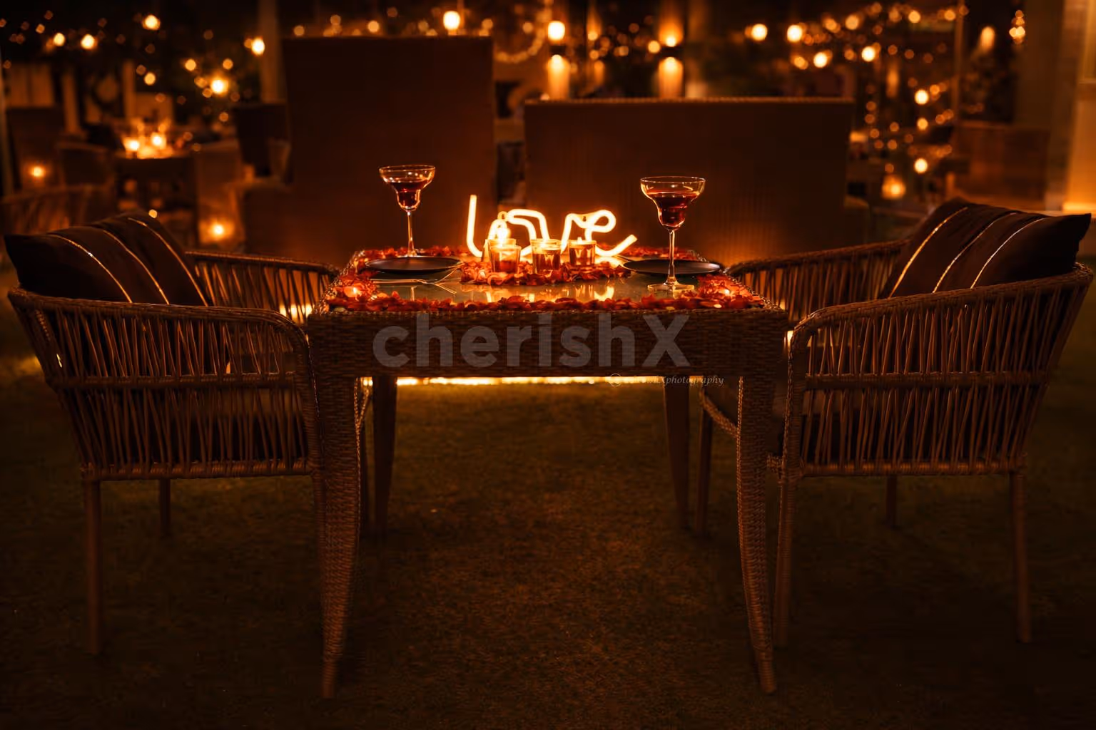 elegant four-course meal served during candlelight dining