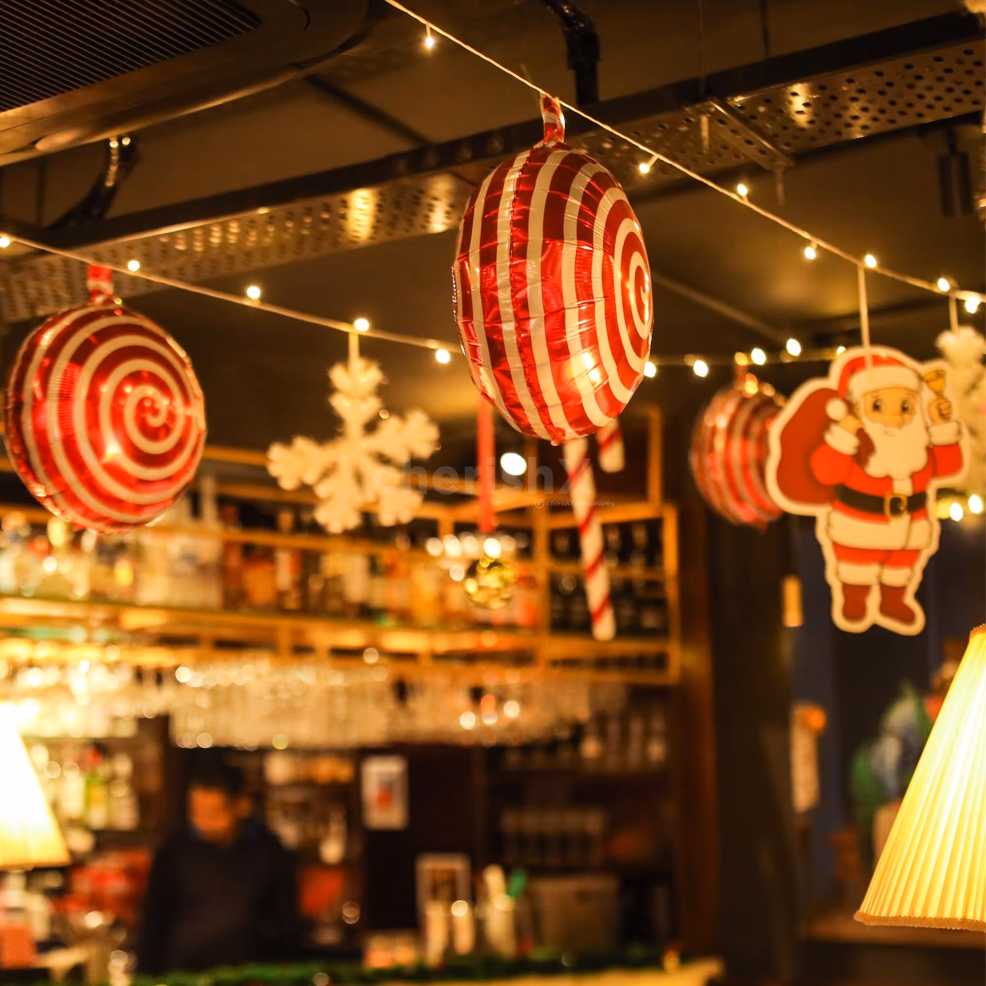 Enchanting snowflakes and candy canes delight guests with visual pleasures