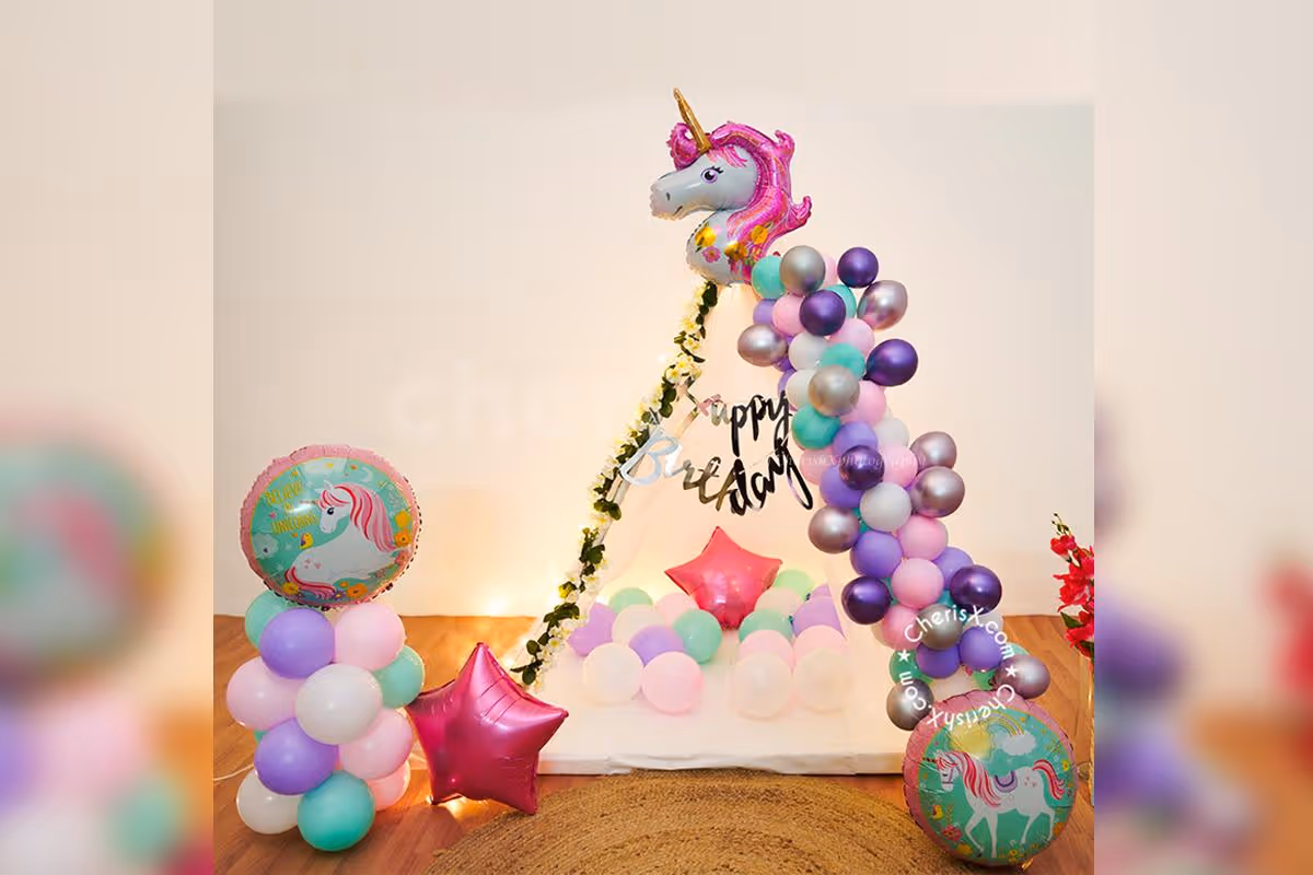 A Unicorn theme Decoration by CherishX for your baby shower, baby naming and kid's birthday celebration!