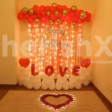 V Day Special Horizontal Arch Balloon Decor