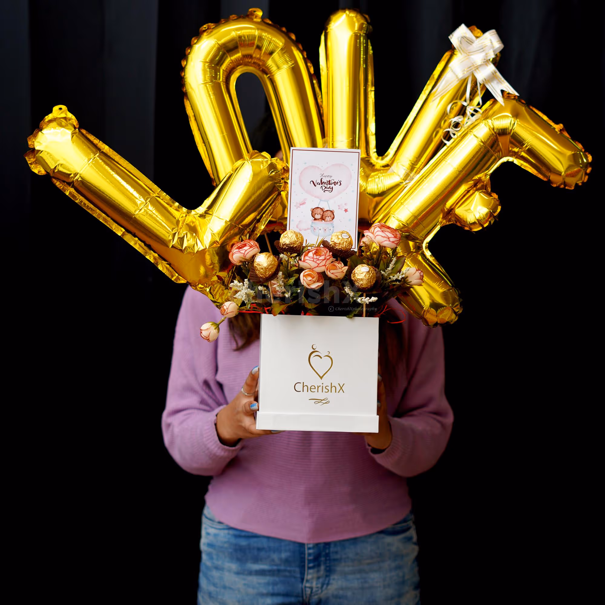 This Valentine Edition bucket features Golden LOVE letters.
