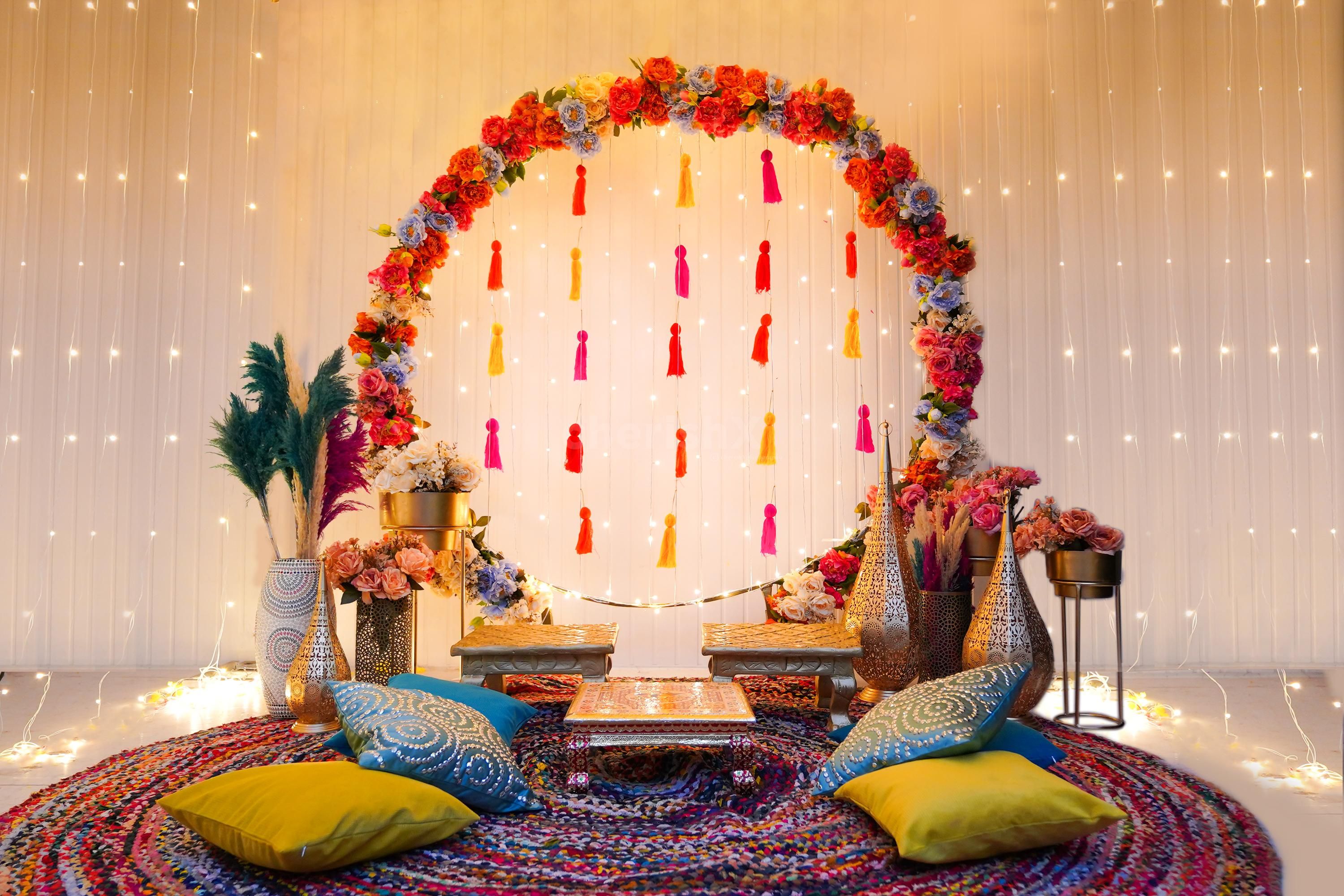 Premium colourful Indian Mehendi decoration