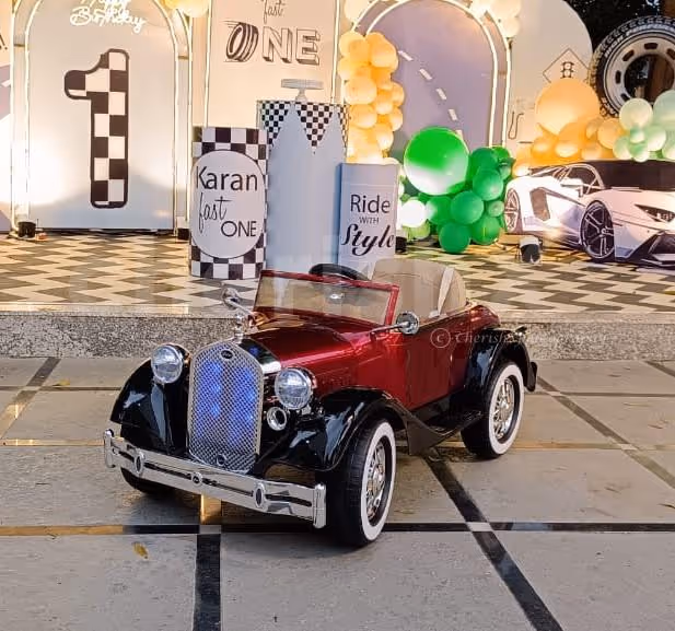 Watch the little ones' faces light up with joy as they embark on a magical journey in our vintage car.