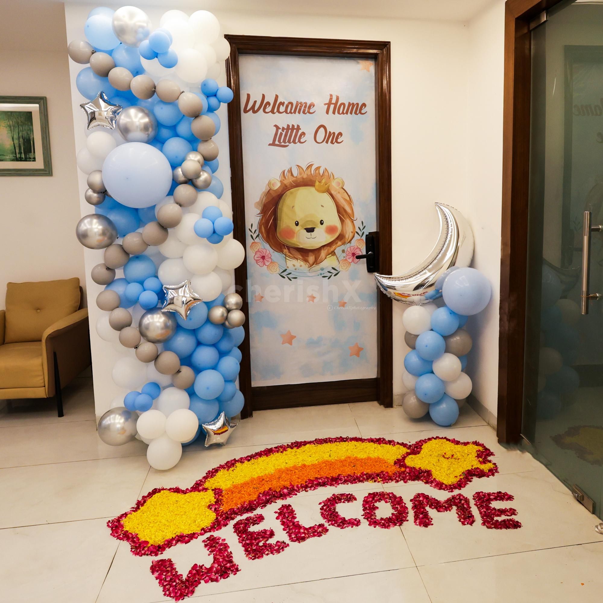 Welcome Baby Entrance Decor with Balloon Arch & Moon