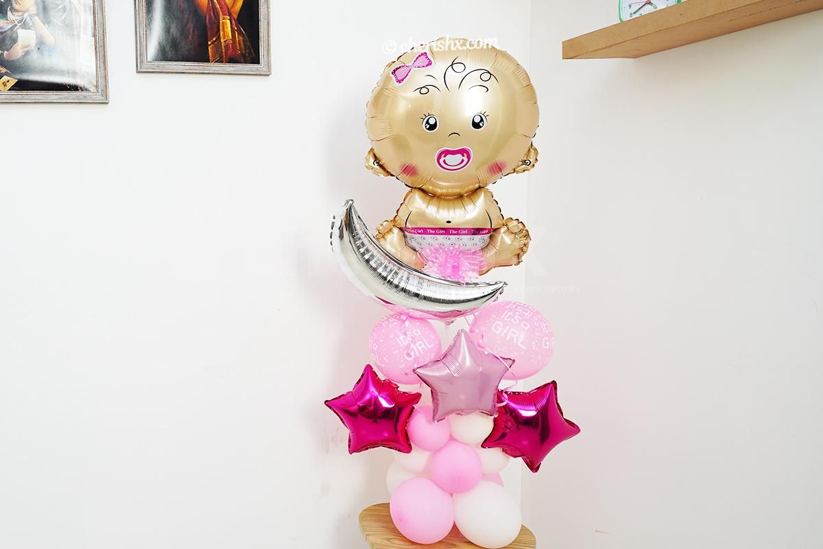 Welcome Baby Girl Balloon Bouquet