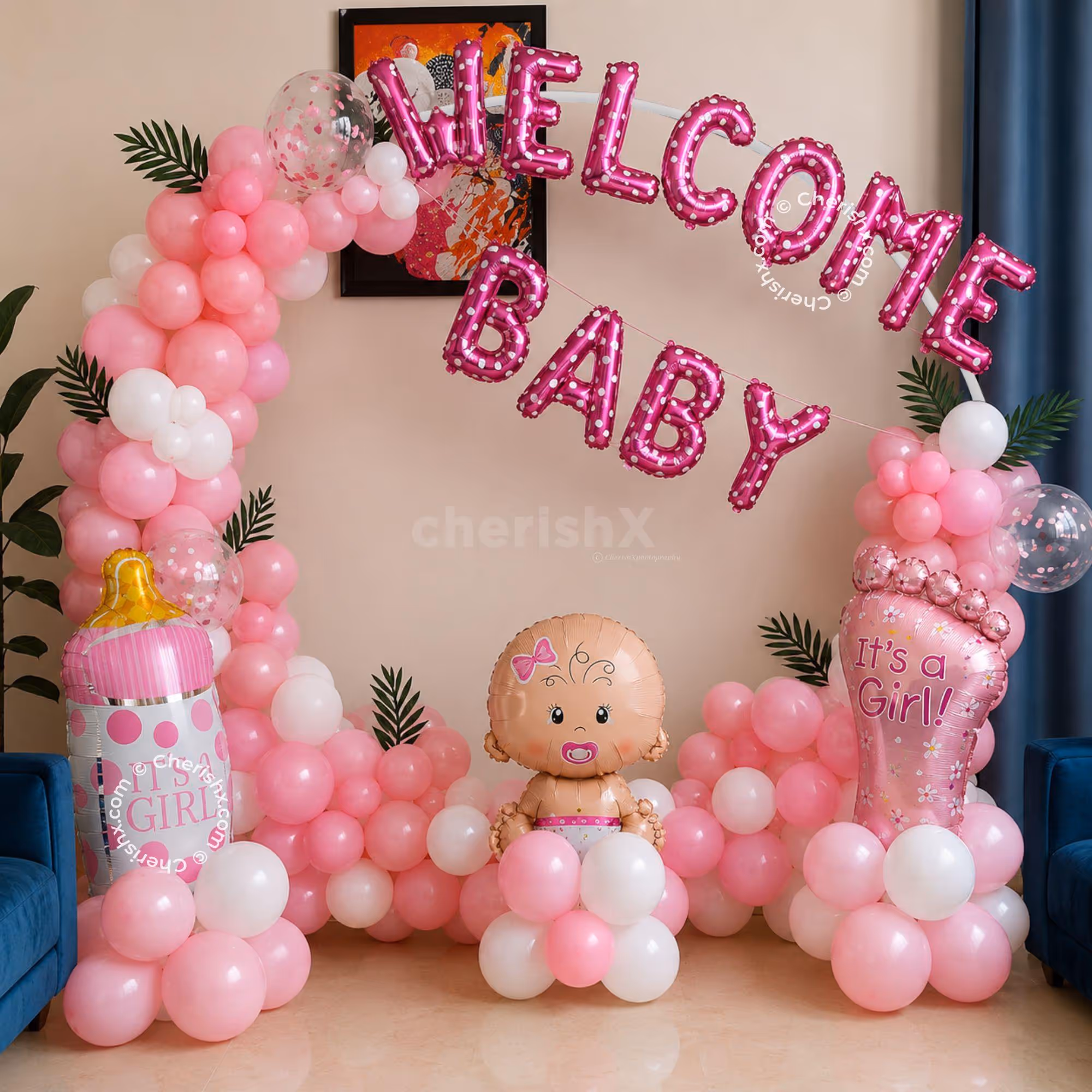Welcome Baby Pink Theme Ring Decor