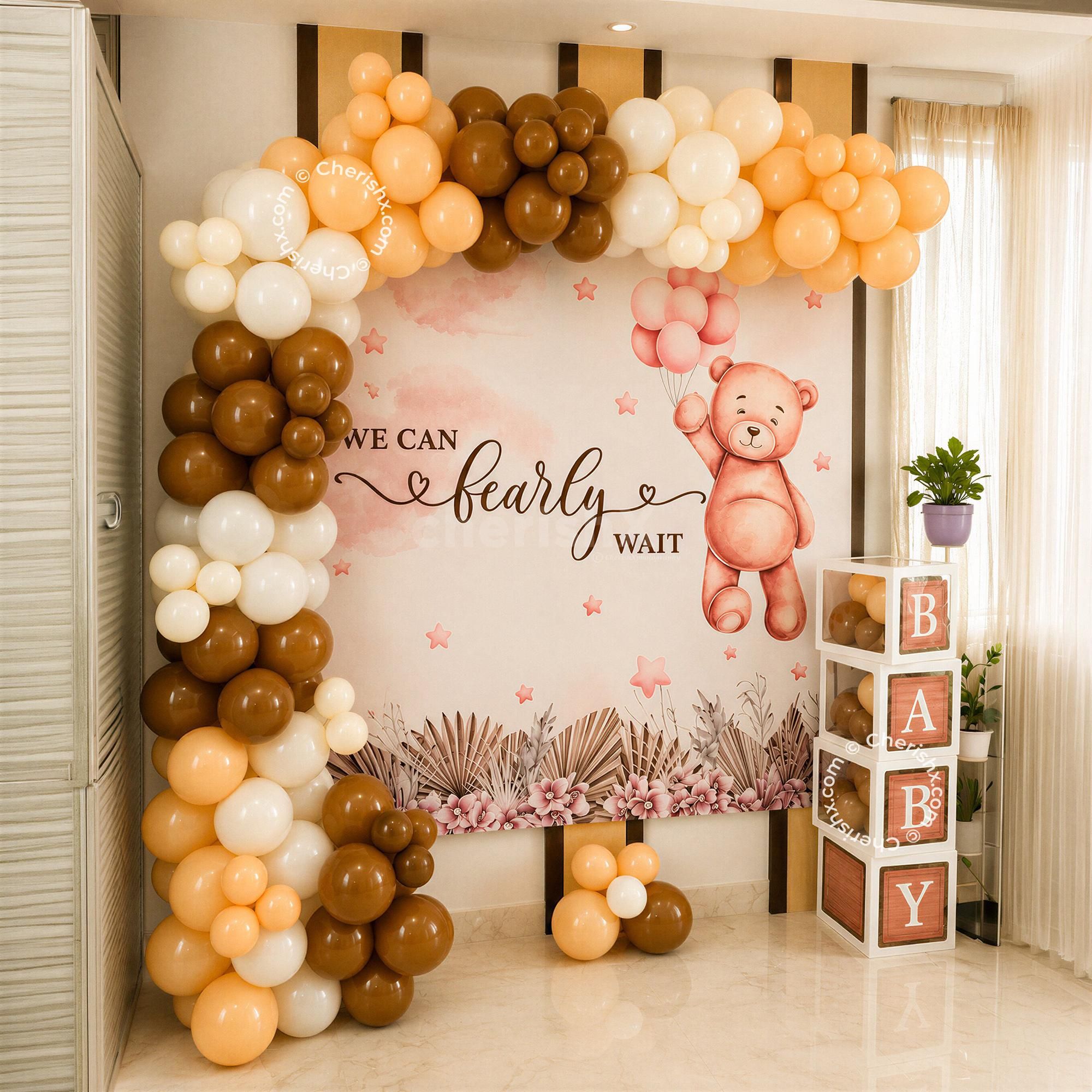 White and Brown Baby Shower Decoration