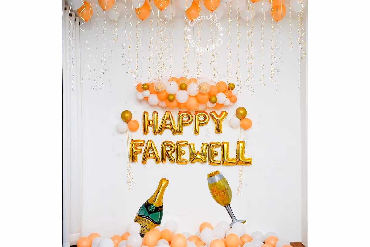 Book a perfect white and peach theme decor for your celebrations.