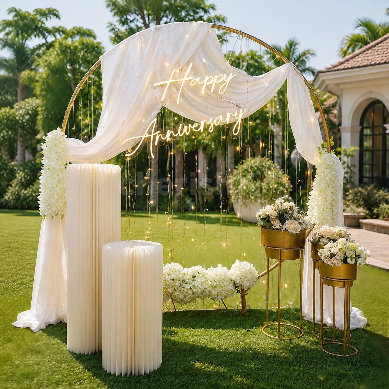 Elegant white floral Anniversary Decor