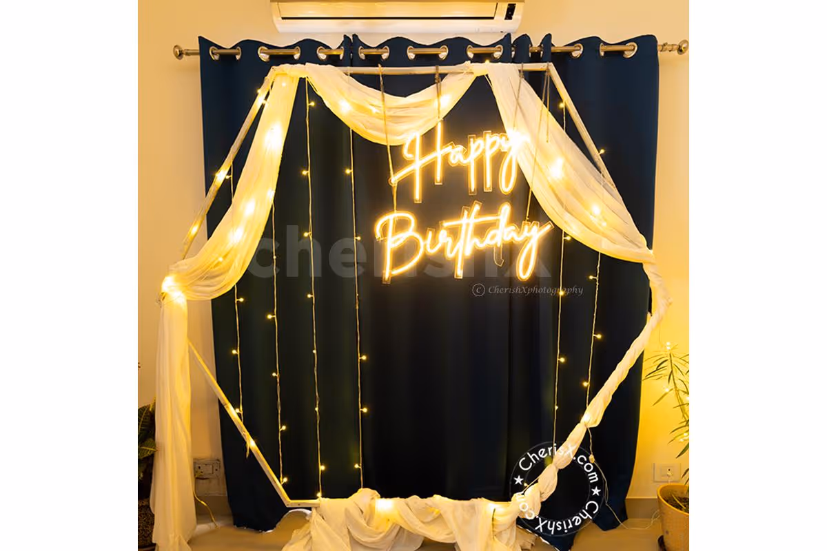 A Stunning White Neon Light Birthday Decor by CherishX.