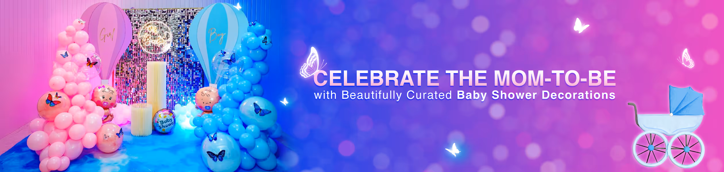 Elevate your baby shower ambiance with creative balloon decorations. Transform your space into a whimsical paradise with our unique baby shower decoration ideas in Delhi NCR