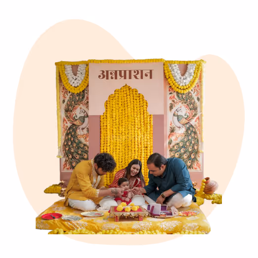 Traditional housewarming decor with flowers and lights