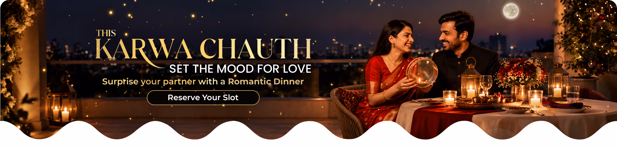 Karwa Chauth dinner table decoration for a couple